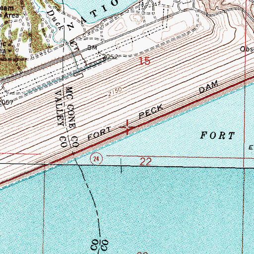 Topographic Map of Fort Peck Dam, MT
