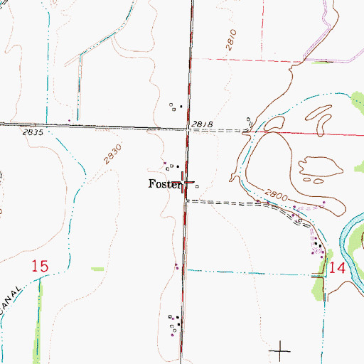 Topographic Map of Foster, MT
