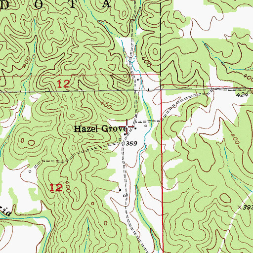 Topographic Map of Hazel Grove, AR