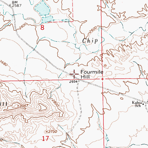 Topographic Map of Fourmile Hill, MT