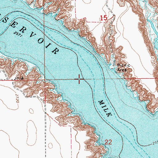 Topographic Map of Fresno Reservoir, MT