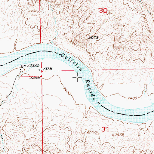 Topographic Map of Gallatin Rapids, MT