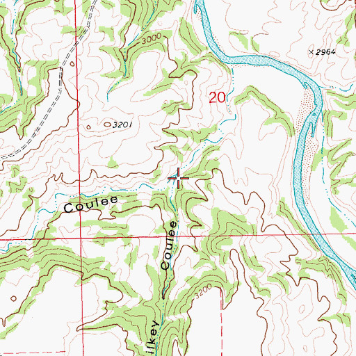 Topographic Map of Gilkey Coulee, MT