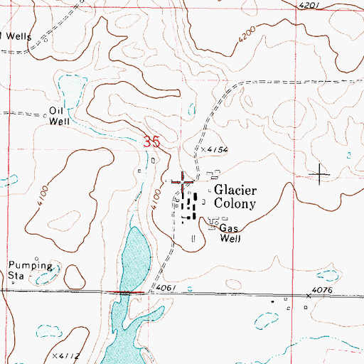 Topographic Map of Glacier Colony, MT