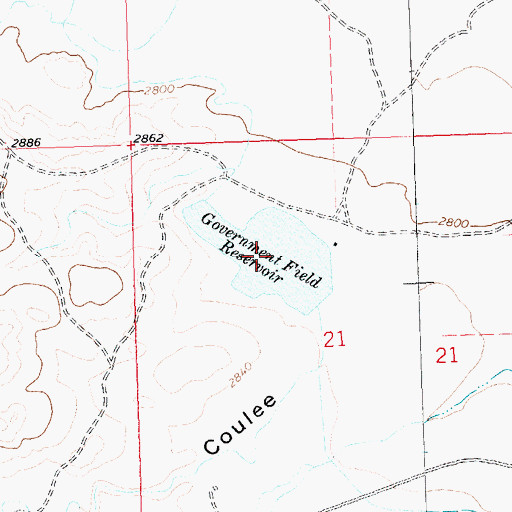 Topographic Map of Government Field Reservoir, MT