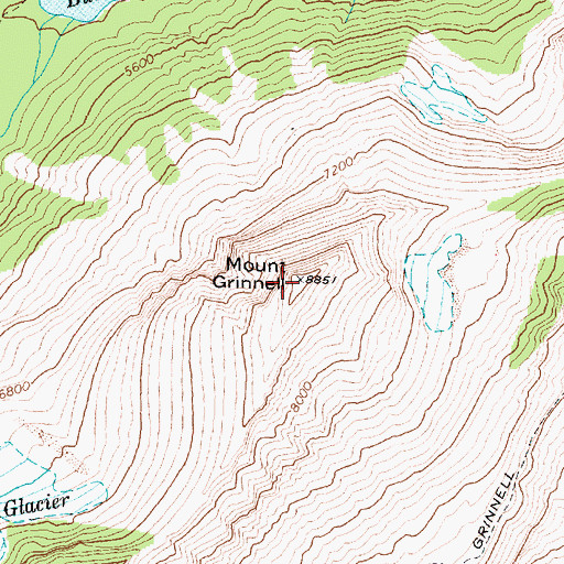 Topographic Map of Mount Grinnell, MT