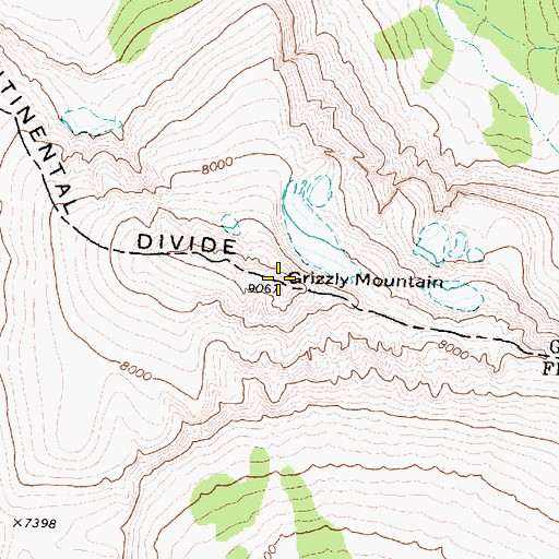 Topographic Map of Grizzly Mountain, MT