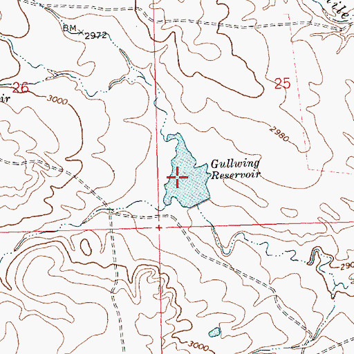 Topographic Map of Gullwing Reservoir, MT