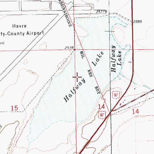 Topographic Map of Halfway Lake, MT
