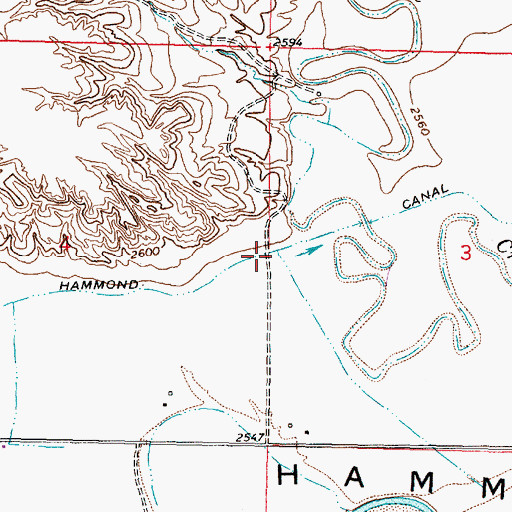 Topographic Map of Hammond Canal, MT