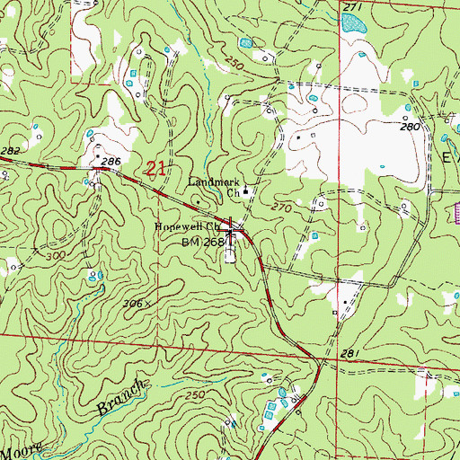 Topographic Map of Hopewell Baptist Church, AR
