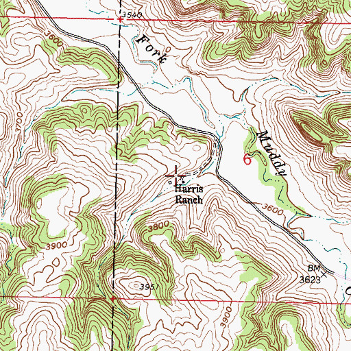 Topographic Map of Harris Ranch, MT