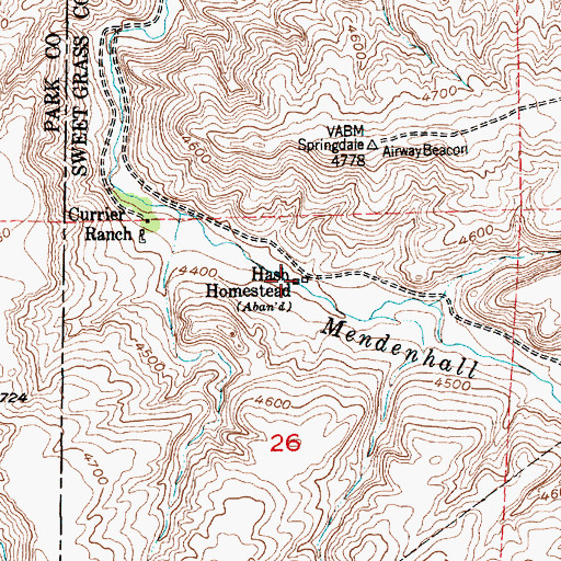 Topographic Map of Hash Homestead, MT