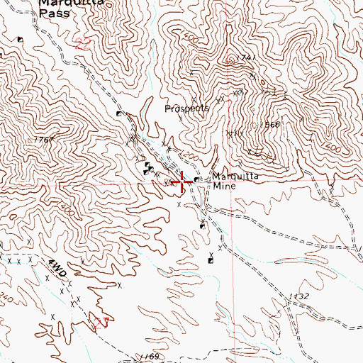 Topographic Map of Marquitta Mine, AZ