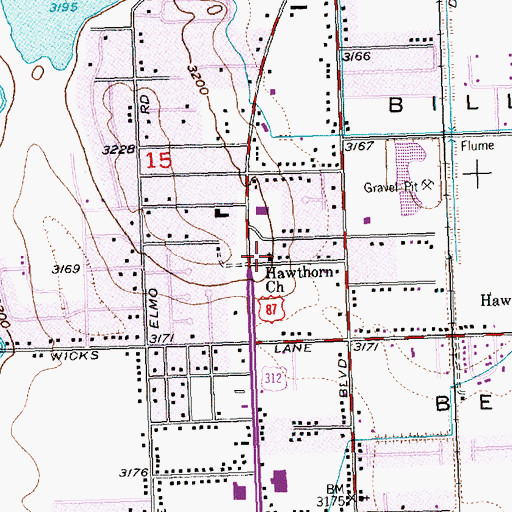 Topographic Map of Hawthorn Church, MT