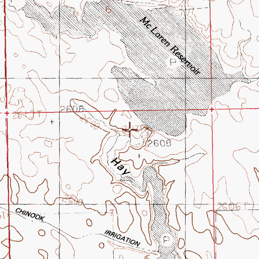 Topographic Map of Hay Coulee, MT
