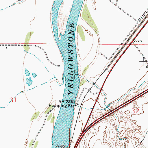 Topographic Map of Hay Creek, MT