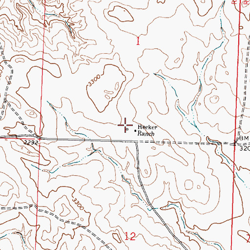 Topographic Map of Hecker Ranch, MT