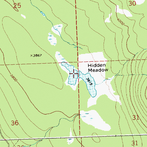 Topographic Map of Hidden Meadow, MT