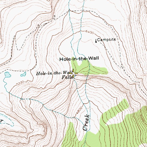 Topographic Map of Hole-in-the Wall Falls, MT