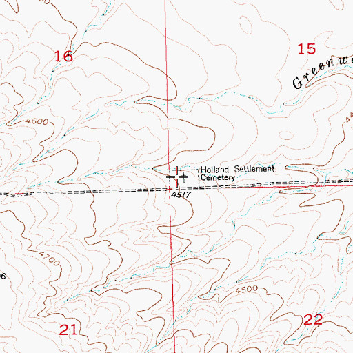 Topographic Map of Holland Settlement Cemetery, MT