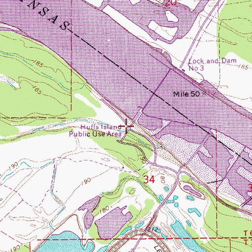 Topographic Map of Huffs Island Public Use Area, AR