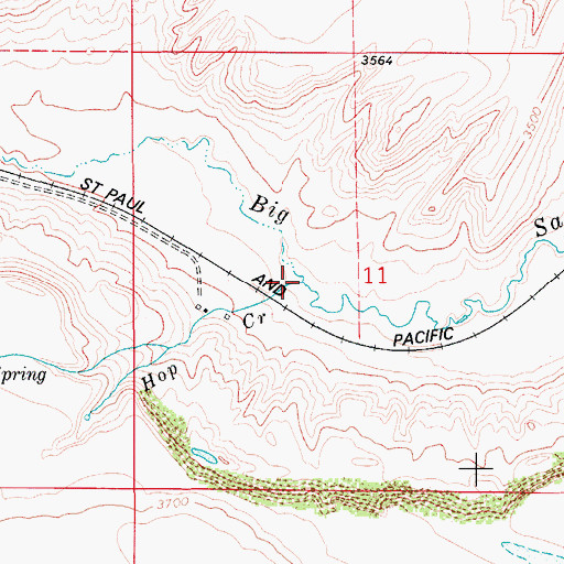 Topographic Map of Hop Creek, MT