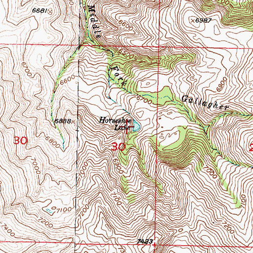 Topographic Map of Horseshoe Lake, MT