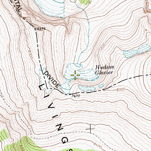 Topographic Map of Hudson Glacier, MT