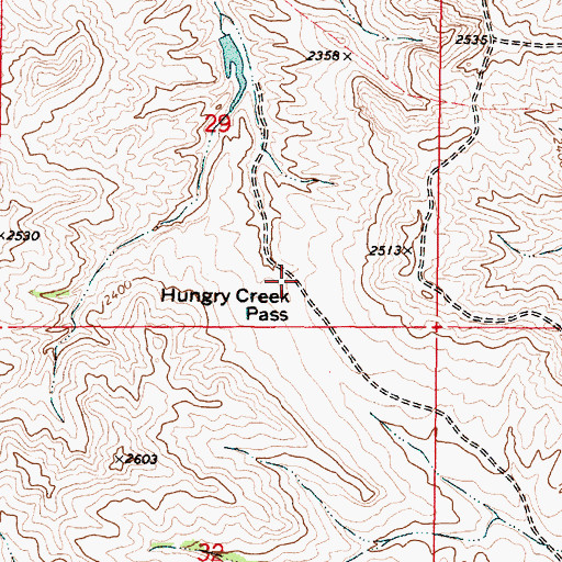 Topographic Map of Hungry Creek Pass, MT