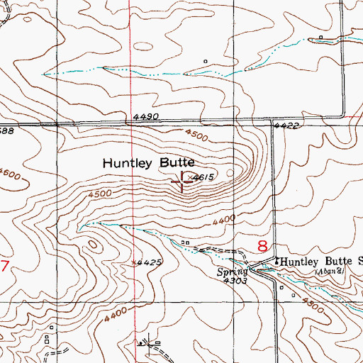 Topographic Map of Huntley Butte, MT