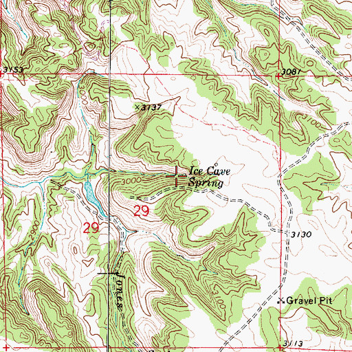 Topographic Map of Ice Cave Spring, MT