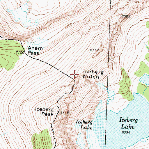 Topographic Map of Iceberg Notch, MT