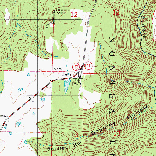 Topographic Map of Imo, AR