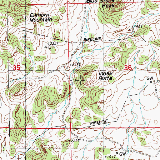 Topographic Map of Index Butte, MT