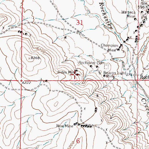 Topographic Map of Index Mine, MT