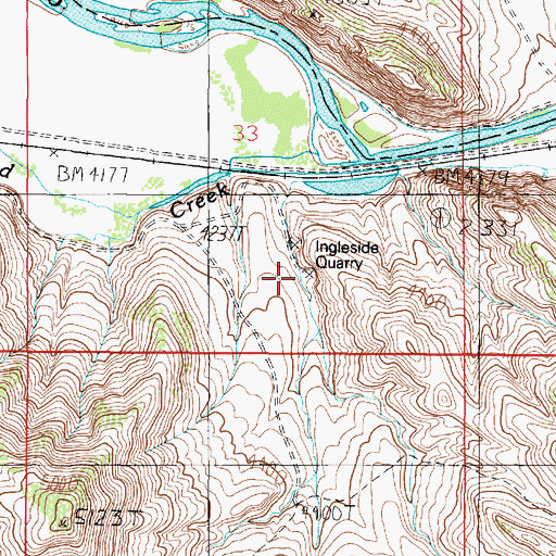 Topographic Map of Ingleside Quarry, MT