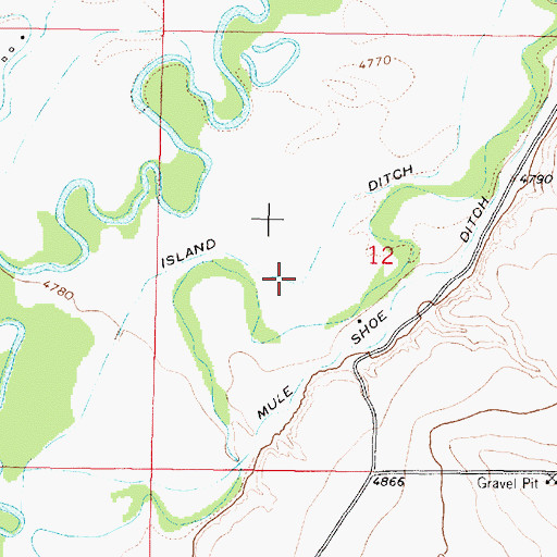 Topographic Map of Island Ditch, MT