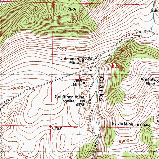 Topographic Map of Jack Mine, MT