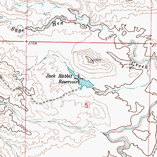 Topographic Map of Jack Rabbit Reservoir, MT