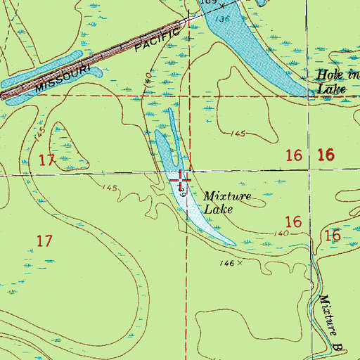Topographic Map of Mixture Lake, AR