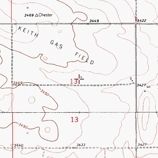 Topographic Map of Keith Gas Field, MT