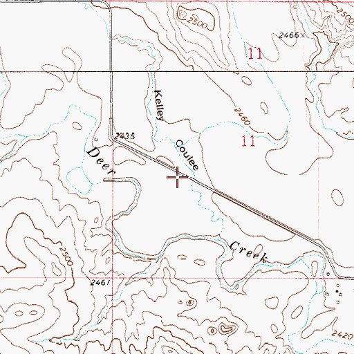 Topographic Map of Kelley Coulee, MT