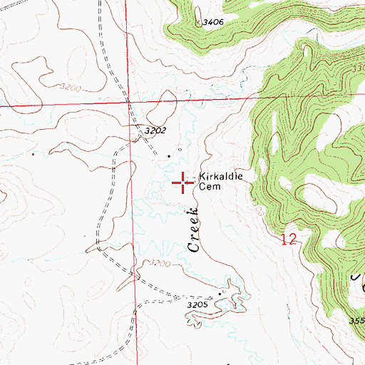 Topographic Map of Kirkaldie Cemetery, MT