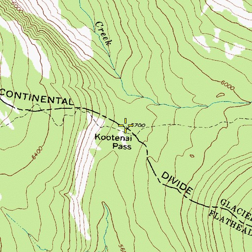 Topographic Map of Kootenai Pass, MT