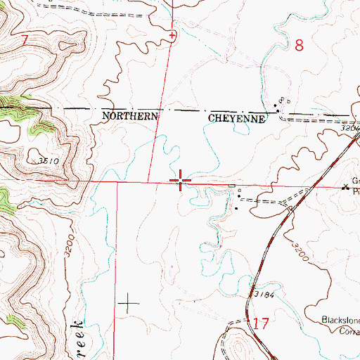 Topographic Map of Lame Deer Creek, MT