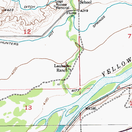 Topographic Map of Laubach Ranch, MT