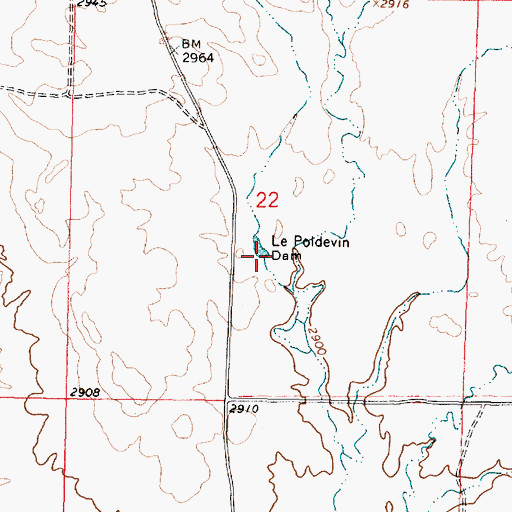 Topographic Map of Le Poidevin Dam, MT