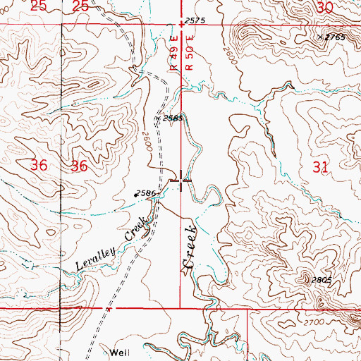 Topographic Map of Levalley Creek, MT