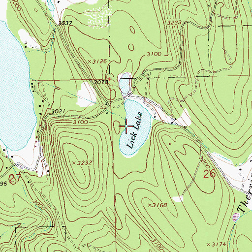 Topographic Map of Lick Lake, MT